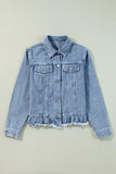 Anokhinaliza Raw Hem Long Sleeve Denim Jacket