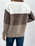 Anokhinaliza Color Block Drop Shoulder Long Sleeve Sweater