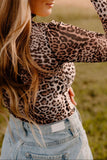 Anokhinaliza Turtleneck Leopard Long Sleeve Bodysuit