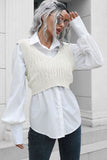 Anokhinaliza Cable-Knit Deep V Cropped Knit Vest