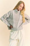 Anokhinaliza Davi & Dani Cable-Knit Turtleneck Dropped Shoulder Sweater