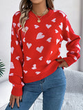 Anokhinaliza Heart Round Neck Long Sleeve Sweater