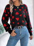 Anokhinaliza Heart Round Neck Long Sleeve Sweater