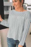 Anokhinaliza Openwork Round Neck Long Sleeve Knit Top