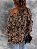 Anokhinaliza Fuzzy Leopard Long Sleeve Hooded Jacket