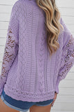 Anokhinaliza Openwork Round Neck Long Sleeve Sweater