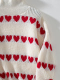 Anokhinaliza Heart Turtleneck Dropped Shoulder Sweater