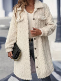 Anokhinaliza Fuzzy Button Up Long Sleeve Longline Coat