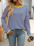 Anokhinaliza Mandy Striped Round Neck Long Sleeve Sweater