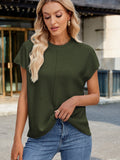 Anokhinaliza Exposed Seam Round Neck Short Sleeve Sweater