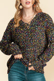 Anokhinaliza Confetti V-Neck Long Sleeve Sweater