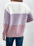 Anokhinaliza Color Block Drop Shoulder Long Sleeve Sweater