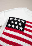 Anokhinaliza US Flag Side Slit Drop Shoulder Sweater