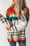 Anokhinaliza Contrast Striped Turtleneck Dropped Shoulder Sweater