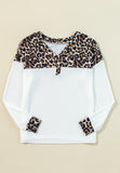 Anokhinaliza Waffle-Knit Leopard V-Neck Long Sleeve Blouse