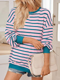 Anokhinaliza Lovelet Striped Contrast Long Sleeve Sweatshirt