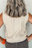 Anokhinaliza Embroidered Cable-Knit Round Neck Sweater Vest