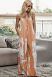 Anokhinaliza Shiny Tie-Dye Spaghetti Strap Jumpsuit with Pockets