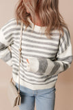 Anokhinaliza Striped Round Neck Dropped Shoulder Sweater