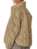 Anokhinaliza Pocketed Plaid Quilted Zip Up Winter Coat