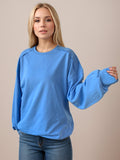 Anokhinaliza Exposed Seam Round Neck Long Sleeve Sweatshirt