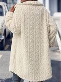 Anokhinaliza Fuzzy Button Up Long Sleeve Longline Coat