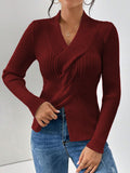 Anokhinaliza Twist Front Ribbed Long Sleeve Sweater