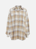 Anokhinaliza Plaid Collared Neck Dropped Shoulder Shirt