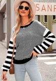 Anokhinaliza Striped Round Neck Dropped Shoulder Sweater