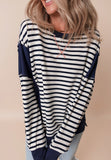 Anokhinaliza Exposed Seam Striped Long Sleeve Sweatshirt