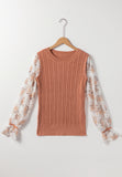 Anokhinaliza Cable Knit Round Neck Flounce Sleeve Sweater