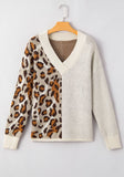 Anokhinaliza Leopard V Neck Drop Shoulder Sweater