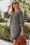 Anokhinaliza Boat Neck Long Sleeve Sweater Dress