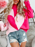 Anokhinaliza Valentine's Day Heart Turtleneck Cold Shoulder Sweater