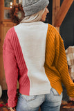 Anokhinaliza Color Block Textured Drop Shoulder Sweater