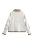 Anokhinaliza Fuzzy Collared Neck Long Sleeve Jacket