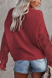 Anokhinaliza Openwork Round Neck Long Sleeve Sweater