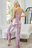 Anokhinaliza Shiny Tie-Dye Spaghetti Strap Jumpsuit with Pockets