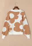 Anokhinaliza Contrast Flower Mock Neck Long Sleeve Sweater