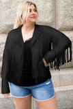 Anokhinaliza Plus Size Fringe Open Front Jacket