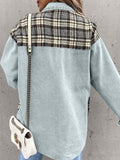 Anokhinaliza Plaid Button Up Dropped Shoulder Jacket