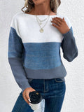 Anokhinaliza Color Block Drop Shoulder Long Sleeve Sweater