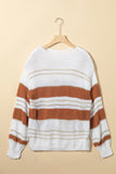 Anokhinaliza Striped Round Neck Dropped Shoulder Sweater