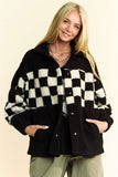 Anokhinaliza Davi & Dani Full Size Checkered Snap Down Faux Fur Jacket