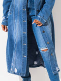 Anokhinaliza Long Sleeve Raw Hem Denim Jacket