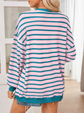 Anokhinaliza Lovelet Striped Contrast Long Sleeve Sweatshirt