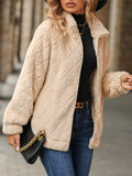 Anokhinaliza Fuzzy Pocketed Zip Up Jacket