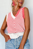 Anokhinaliza Striped Contrast V-Neck Sweater Vest