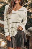 Anokhinaliza Striped V-Neck Drop Shoulder Sweater