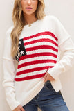 Anokhinaliza US Flag Side Slit Drop Shoulder Sweater